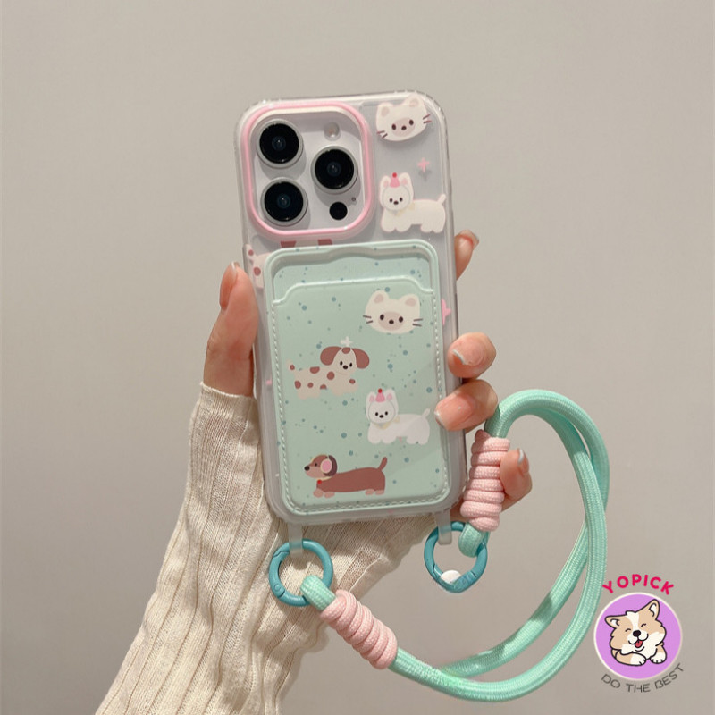 Splash หมึกสุนัขดัชชุนสําหรับเคสโทรศัพท์สําหรับiPhone 11 12 13Pro Max 14Plus 15 16 Pro XR XS Max 7 8 Plus SE2020 การ์ตูนฝาครอบโทรศัพท์สําหรับIPhone 16Pro Max Soft CaseสาวเชือกGKB
