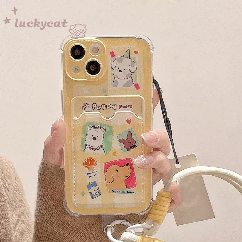 Iphone 16 15 14 13 12 11 Pro Max X XR XS Max X XR XS Max 7 8 Plusเคสโทรศัพท์การ์ตูนSillyสัตว์น่ารัก+Lanyardคู่ใสการ์ดนุ่มปกหลัง