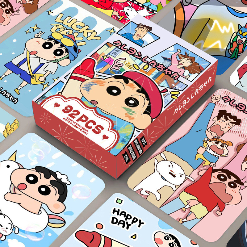 Anime Crayon Shin-chan Lomo card Photocard การ์ด 60 ชิ้น + สติ๊กเกอร์ 32 ชิ้น