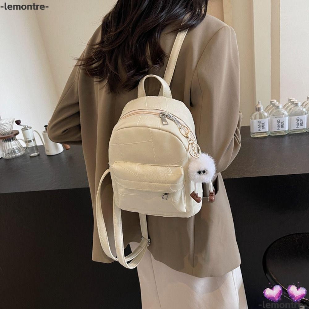 Lemontre กระเป๋าเป้มินิ, กระเป๋าเป้สะพายหลังผู้หญิงสีทึบหนัง PU, แฟชั่นกระเป๋าเดินทางกันน้ําความจุขนาดใหญ่ผู้หญิง