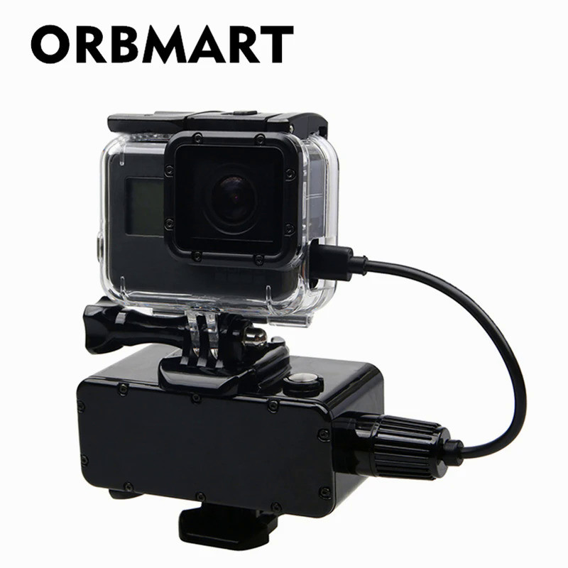 ORBMART 5200mAh Waterproof Extended Battery Side Power Bank For Gopro Hero 5 6 7 Session Xiaomi Yi S
