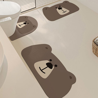 พรมประตูห้องน้ําน่ารักหมีสีน้ําตาลห้องน้ําพรมปูพื้นรูปตัวยูเ…