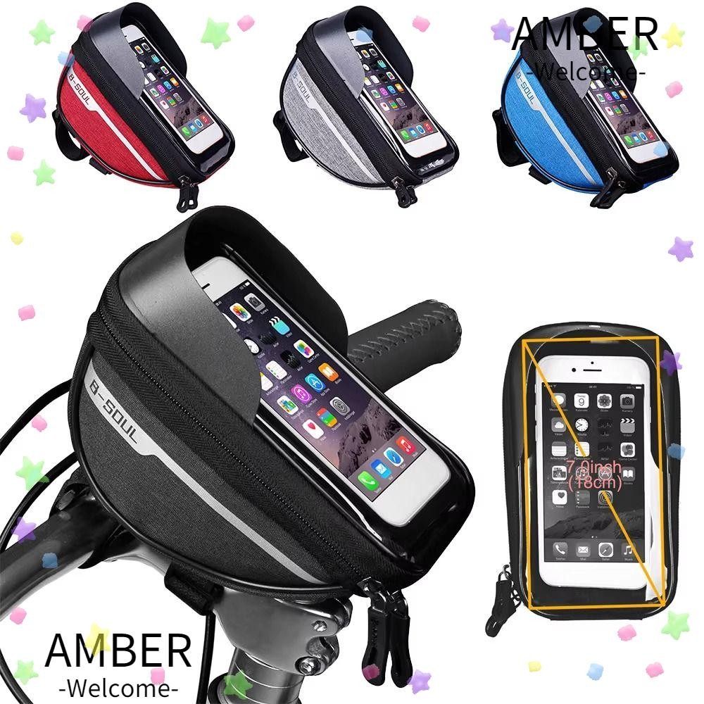 Amber MTB Tube Handlebar Bag, 6.5 นิ้วผู้ถือโทรศัพท์ด้านหน้า Top Tube กระเป๋าจักรยาน,อุปกรณ์เสริมกันน้ําขี่จักรยานจักรยานHandlebarกระเป๋าโทรศัพท์