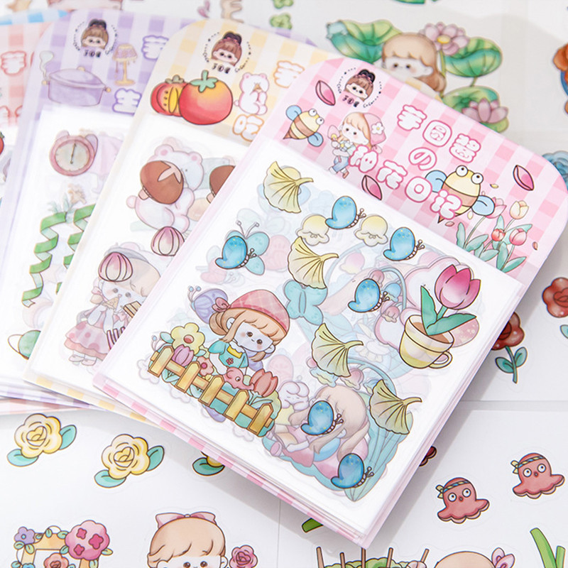 20 ชิ้นน่ารักสาว PET สติกเกอร์ตกแต่ง DIY วัสดุ Decals