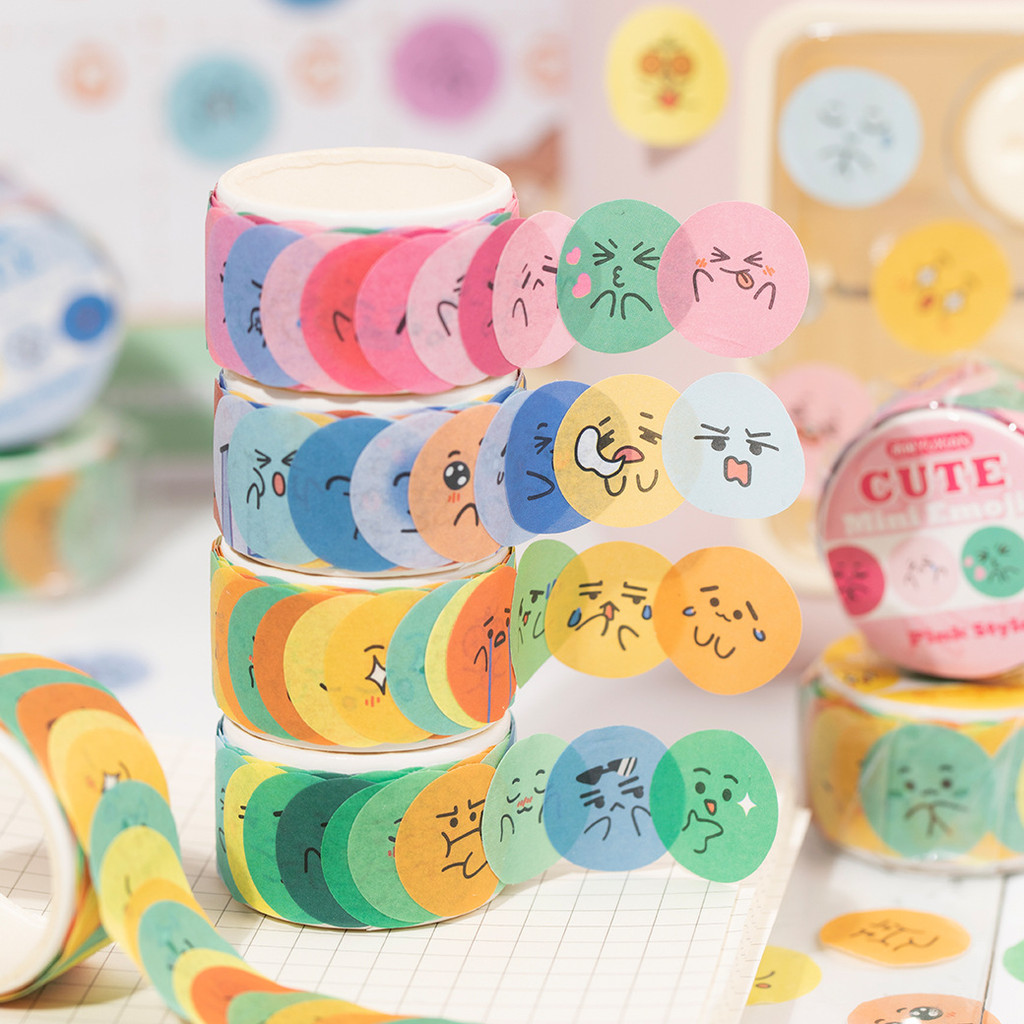 ไดลี่|100 ชิ้นน่ารักสร้างสรรค์ไดคัทรูปพิเศษ Washi เทป Happy Moment Emoticon วัสดุสติกเกอร์คู่มือโทรศัพท์มือถือกลับการ์ด diy ตกแต่งคู่มือสติกเกอร์เทป