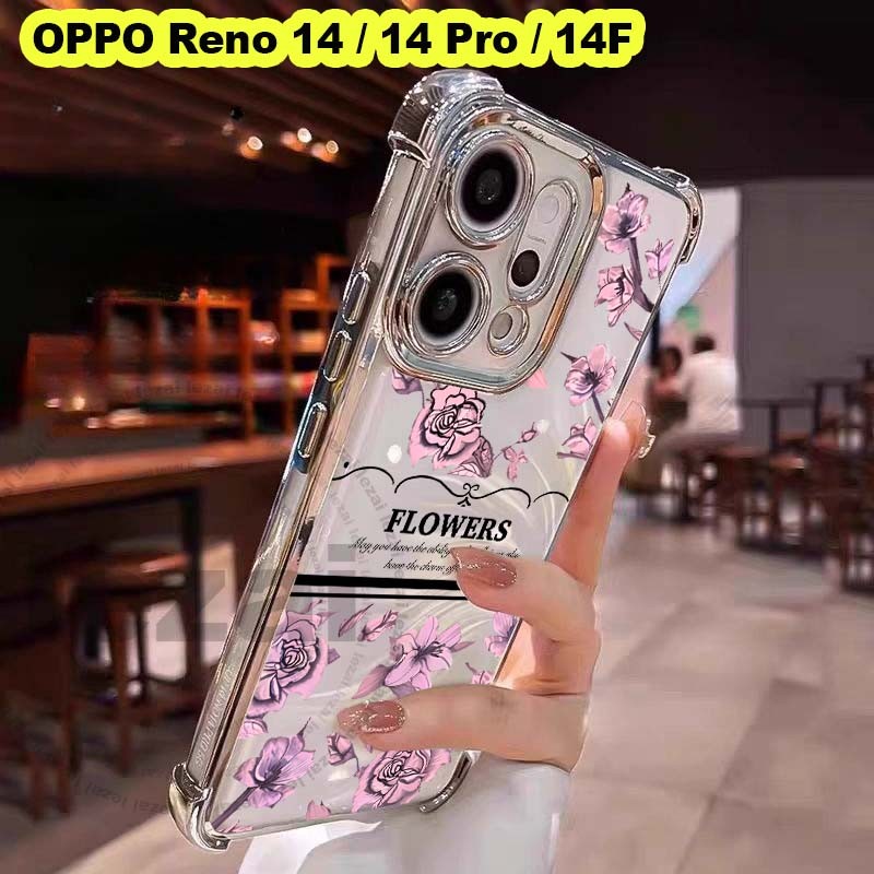 OPPO Reno 14F 14 5GเคสOPPO Reno 14 Pro 5GเคสOPPO Reno 14F 5G 2025 กรณีนุ่มกันกระแทกโปร่งใสหรูหรา Gli