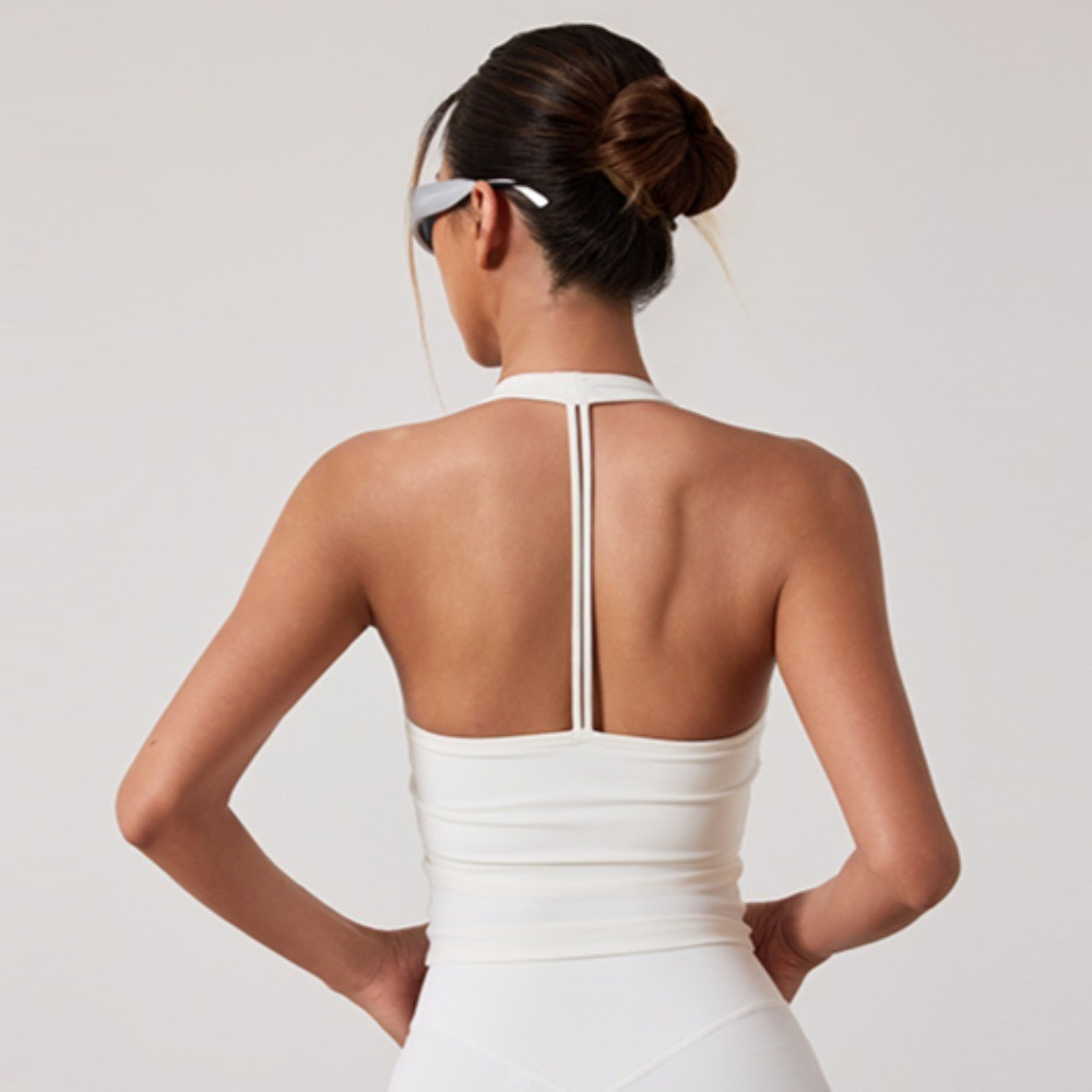 LASY Yoga Sports Bra สำหรับผู้หญิง แบบ V Neck ระบายอากาศได้ดี สไตล์เซ็กซี่ สำหรับโยคะและพิลาทิส