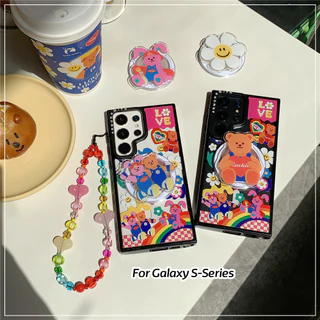 เคสหมีน่ารักสําหรับ Samsung Galaxy S26Ultra S25 S24 S23 FE Creative Magnetic กันกระแทก Hard ฝาหลัง