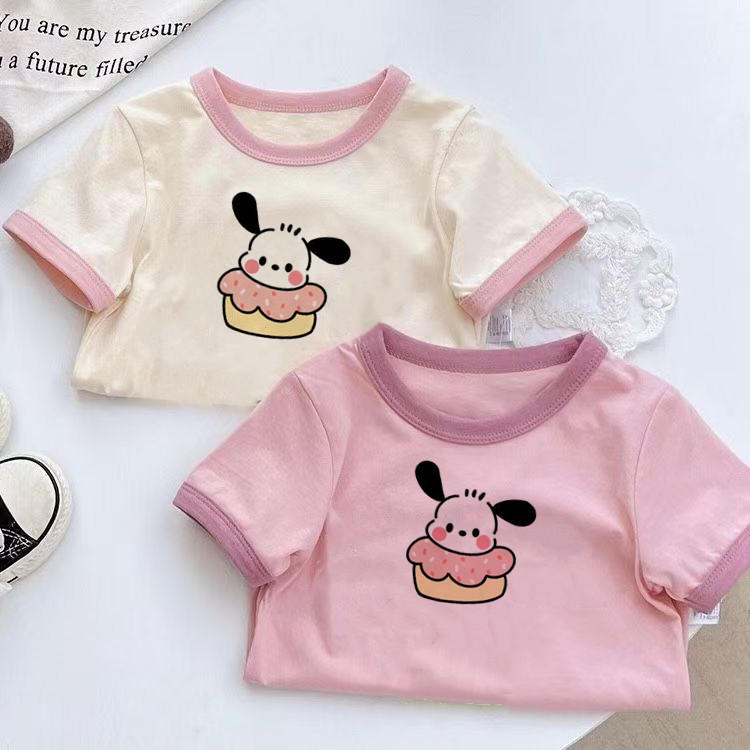 เสื้อยืดแขนสั้นสำหรับทารก น่ารักแบบการ์ตูน ทำจากผ้าฝ้ายแท้ สวมใส่สบายและคล่องตัวในหน้าร้อน