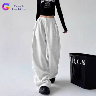 Crush Fashion Women's Pants Draw Rope Movement Loose Straight Cylinder Wide Leg Sag