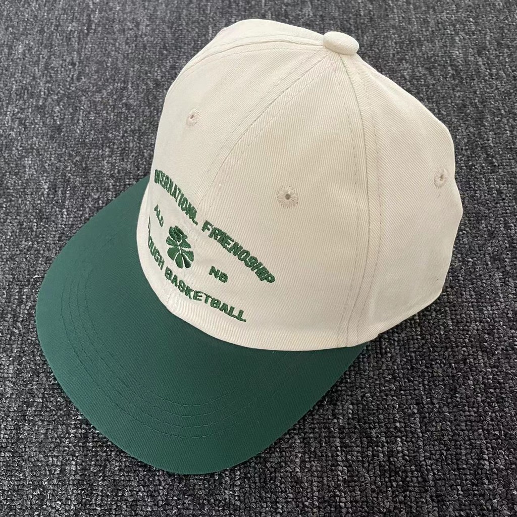 Fgf Aime Leon Dore Joint American Retro Stitching สีขาวสีเขียว fgf หมวกโค้ง Brim หมวกโดมปรับได้เย็บป