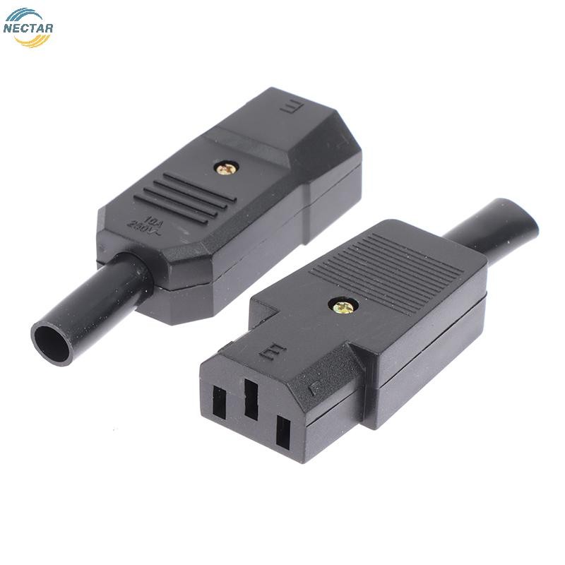 TAR AC 3Pin ซ็อกเก็ตตรงสายปลั๊กขั้วต่อ C13 C14 10A 250V ชายหญิงปลั๊ก N