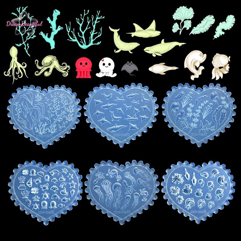 <DBFl-t> 1 ชิ้น Ocean Theme Sea Goldfish ปลาดาว Cherry Strawberry 3D อะคริลิคเล็บแม่พิมพ์ตกแต่งเล็บ DIY ซิลิโคนเล็บแม่พิมพ์ใหม่