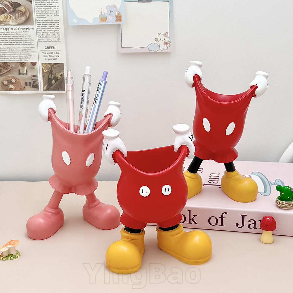 น่ารัก มิกกี้ ถุงมือผู้ถือปากกาอะนิเมะน่ารักการ์ตูนดินสอเครื่องเขียนแปรงแต่งหน้าสก์ท็อปการจัดเก็บตกแต่งของขวัญคริสต์มาส