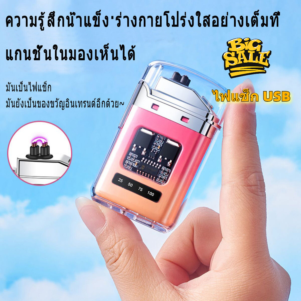 【COD】ไฟแช็คไฟฟ้า พร้อมไฟฉาย ชาร์จ USB อาร์คไฟฟ้าคู่ กันน้ำแรง ไม่เป็นสนิม สามารถให้เป็นของขวัญได้ Electric Lighter ราคา ถูกที่สุด ดีลบีเคเค แกลเลอรีภาพที่ 2