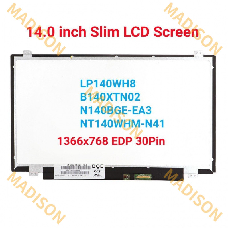 14.0 นิ้ว 30 พิน จอ LCD แบบบาง สำหรับโน้ตบุ๊ก NT140WNM-N31 NT140WHM-N41 b140xtn02.d b140xtn02.e b140