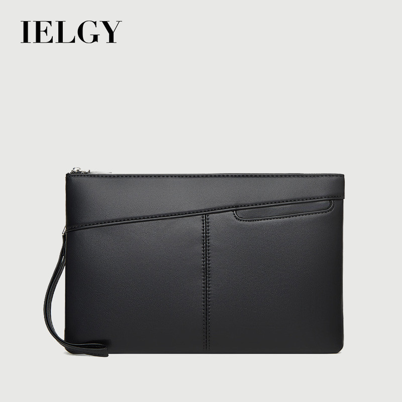IELGY กระเป๋าคลัทช์ผู้ชายหนัง ปู่ พื้นผิวนุ่มกันน้ําธุรกิจกระเป๋าโทรศัพท์ใต้วงแขนกระเป๋า