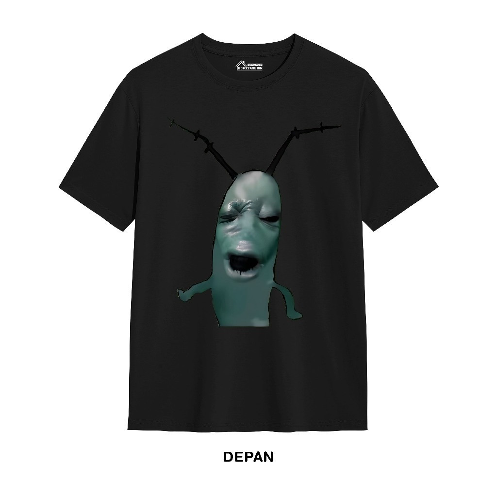 Spot S-5XL SpongeBob Plankton Fun เสื้อยืดคอกลมผู้ชาย Cotton COD