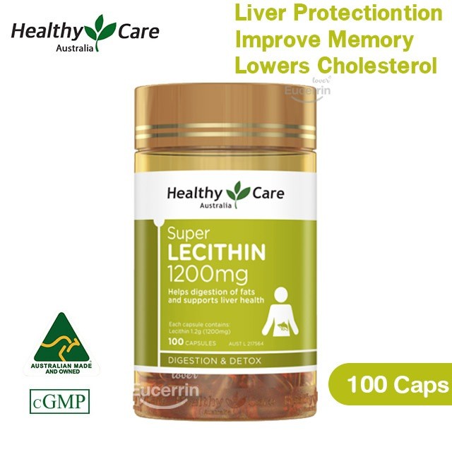 Healthy Care Super Lecithin 1200mg 100 Capsules เลซิติน เข้มข้น บำรุงตับ ล้างพิษในตับ