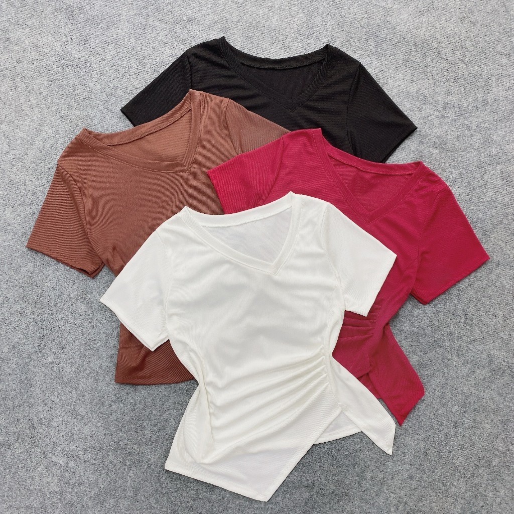เสื้อยืดไซส์ใหญ่สําหรับผู้หญิงเสื้อคอกลมไซส์ใหญ่พร้อมเชือกรูดยางยืดใส่สบาย - ก265