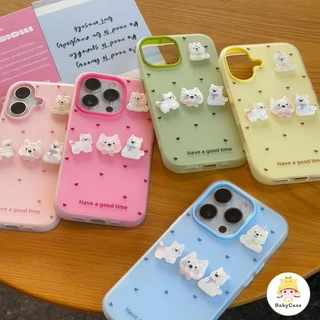 เคสไอโฟน 17 13 16 สำหรับ iPhone 17 11 15 16 13 12 14 Pro Max 15 7 8 Plus XR X XS เคสลายการ์ตูนน่ารักสำหรับน้องหมา 2 in 1