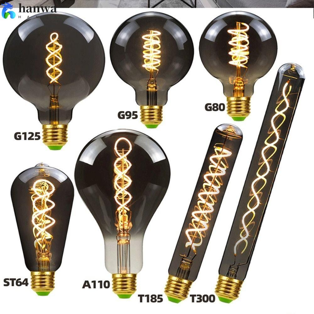 HANWA Vintage Retro Bulb, Electroplated Grey Filament, hot Edison Lamp Screw connector โบราณไส้ Edis