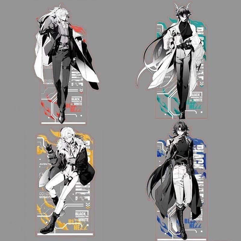 Honkai Star Rail สีดําสีขาวอะคริลิคขาตั้ง Jing Yuan Imbitor Lunae Aventurine รูป