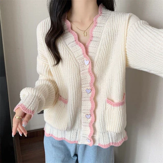 Veewink เสื้อสเวตเตอร์สไตล์หวาน สีชมพูนุ่มนวล แขนยาว ใส่สบาย ฮิตตลอดปี ใส่ได้ทุกโอกาส