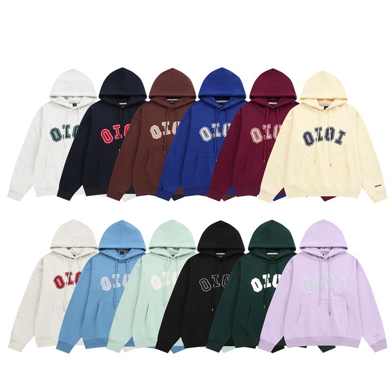 ✨✨พร้อมส่ง🎁🎁เกาหลี oioi ตัวอักษร hooded เสื้อกันหนาวปักคู่หลวม