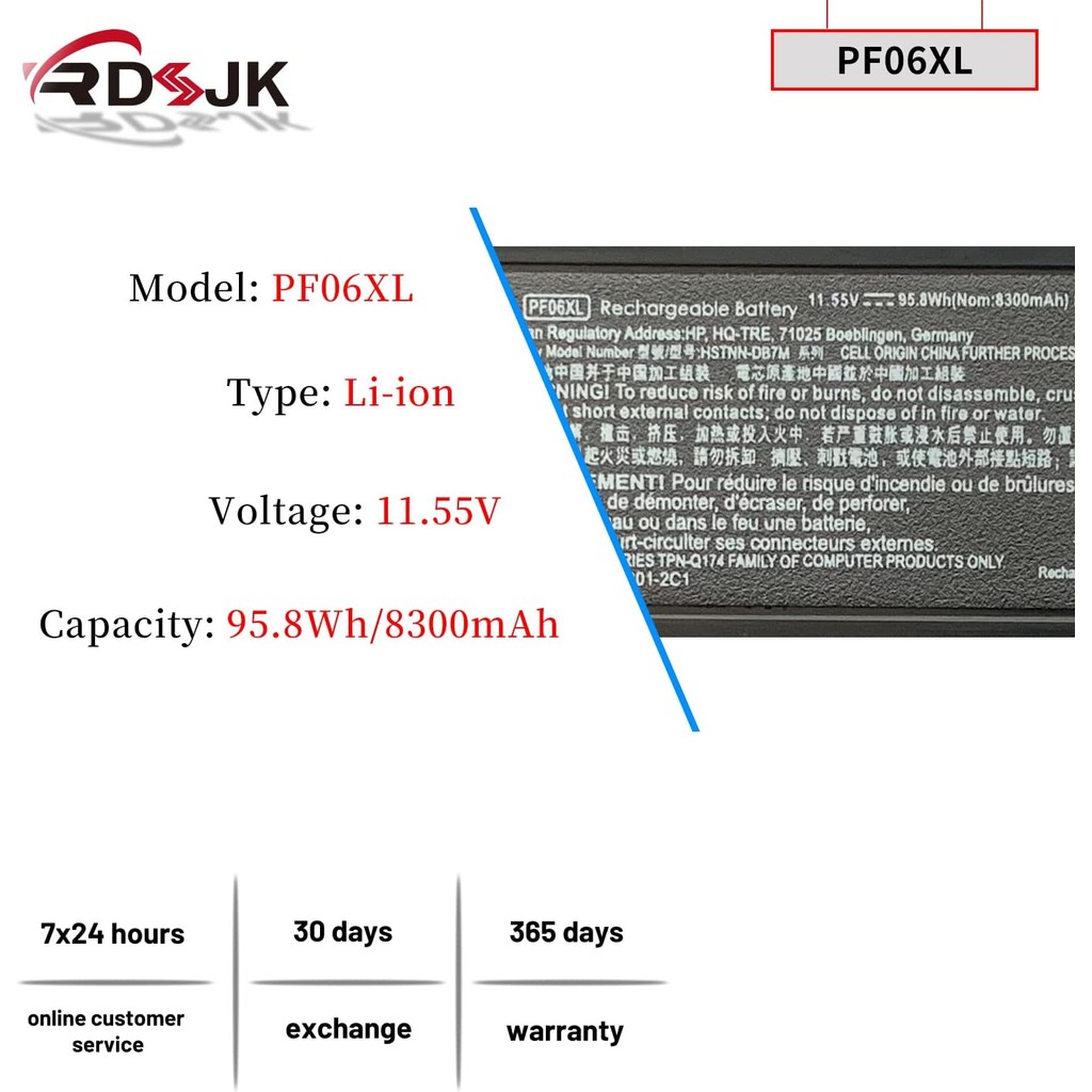 PF06XL PF06 แบตเตอรี่แล็ปท็อปสําหรับ HP Omen 17-w100 17t-w100 17-w100ng 17-w110ng 17-w131ng 17-w119t