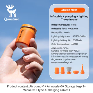 【TH Delivery】Qunature ปั๊มลมไฟฟ้า 5.0kPa 3-in-1 เติมลม/ปล่อยลมเร็ว สำหรับตั้งแคมป์ 62 กรัม เบาพิเศษ พกพาสะดวก ติดแม่เหล็ก ปั๊มลมเอนกประสงค์