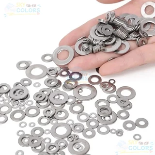 แหวนซีลป้องกันสนิม-ปะเก็นสกรูแบนแข็ง-180 ชิ้น/กล่องเครื่องซักผ้าสแตนเลส-Bolt Repairing Fastener Sky