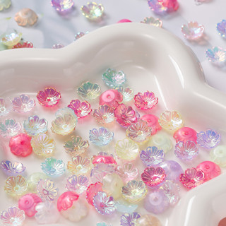 ลูกปัดอะคริลิกดอกไม้สีสันสดใส ขนาด 11 มม. กับฐานลูกปัด UV ชุ…