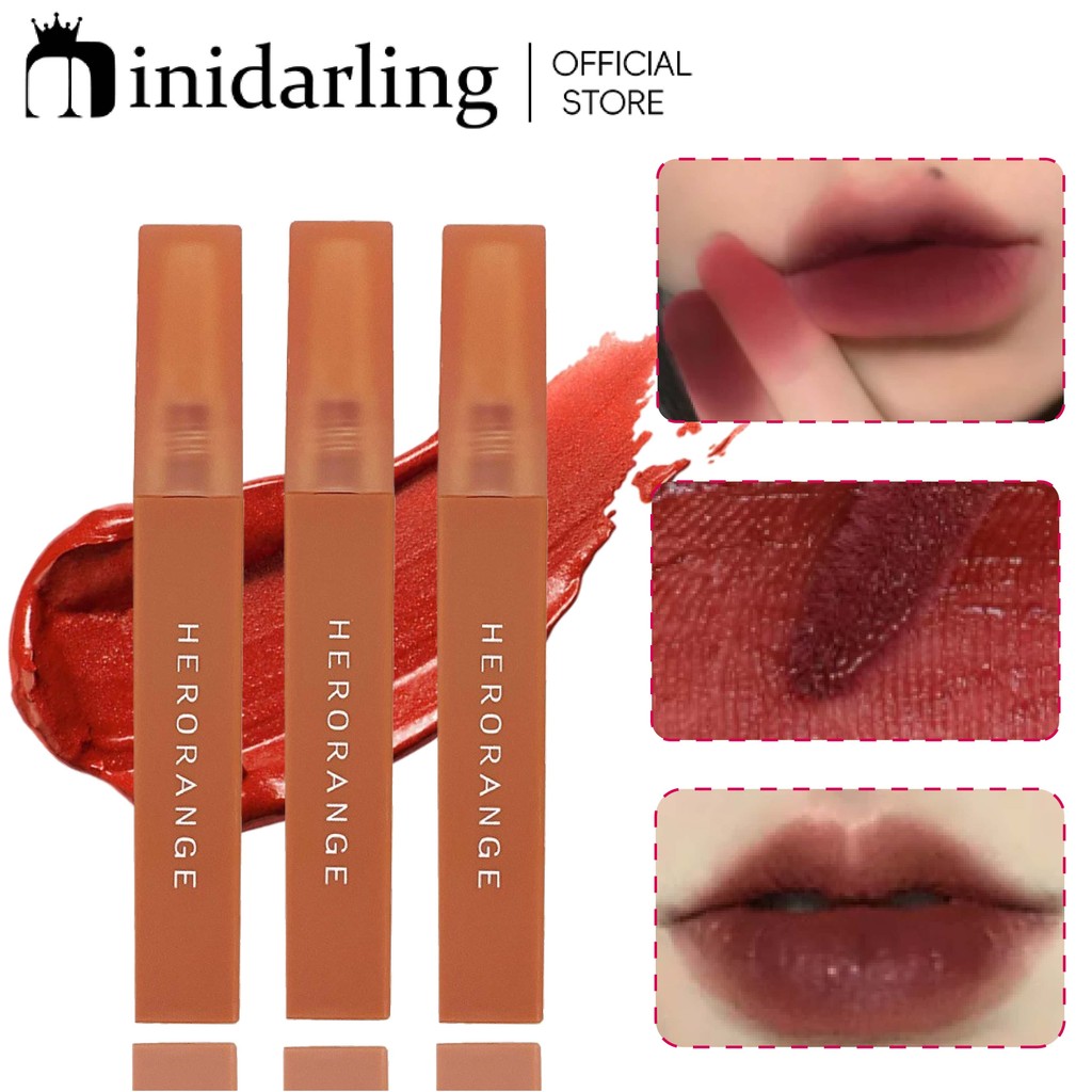 ลิปสติกเนื้อแมทท์กำมะหยี่HERORANGE Milk Tea Velvet Matte Lip Glaze Bean Paste Matte Lip Mud Lipstick