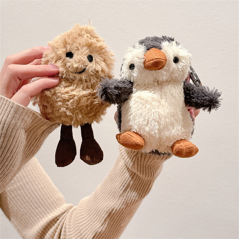 Furry เคสหูฟัง Penguin Peanut เหมาะสําหรับ airpods4 เคสป้องกันถักเหมาะสําหรับ airpodspro2 หูฟังบลูทูธกรณี 3rd Generation ฤดูใบไม้ร่วงฤดูหนาว Essential