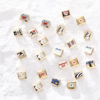 สร้อยข้อมือ Love Dream ลายดอกไม้อิตาเลียน Charm ขนาด 9 มม. สแตนเลส สำหรับลุคเรโทร