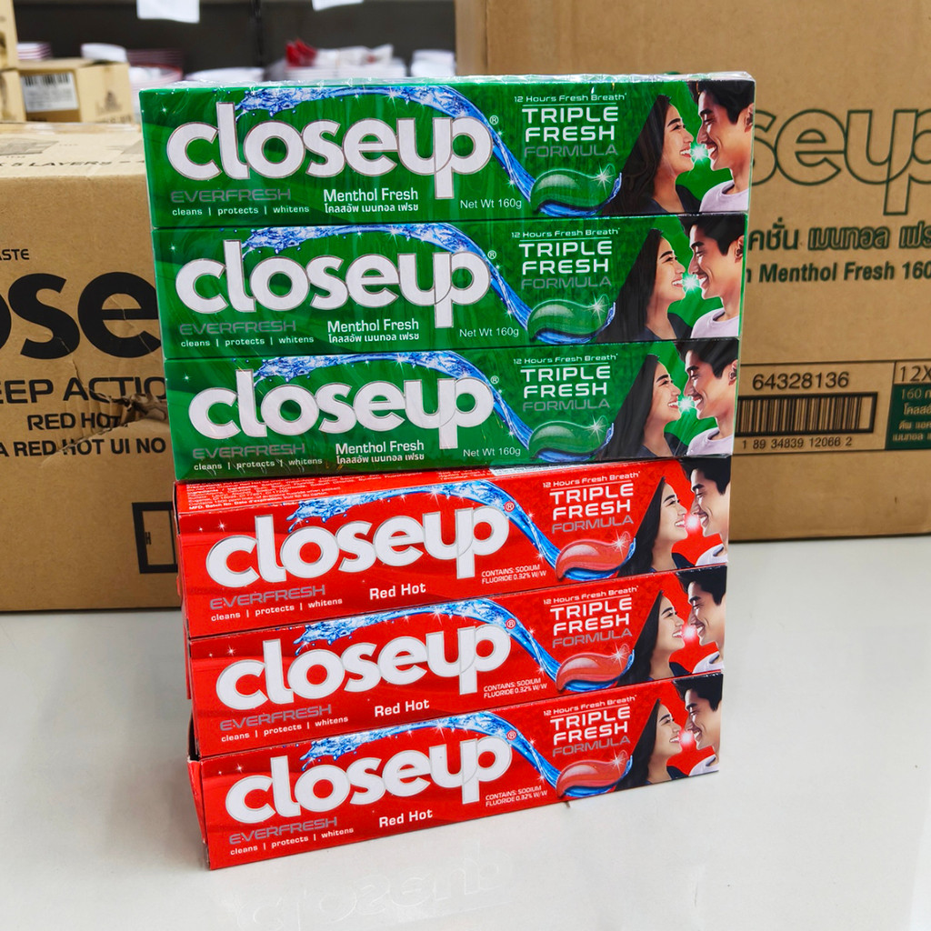 [6หลอด] ยาสีฟัน โคลสอัพ 160กรัม CLOSEUP Triple Fresh Toothpaste ; pack of 6