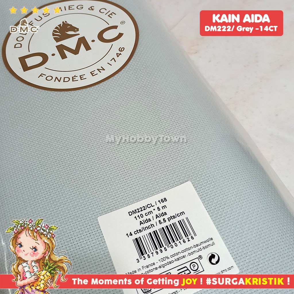 Aida DMC 14ct ผ้าปักปักครอสติชสีเทา DM222/CL - 168