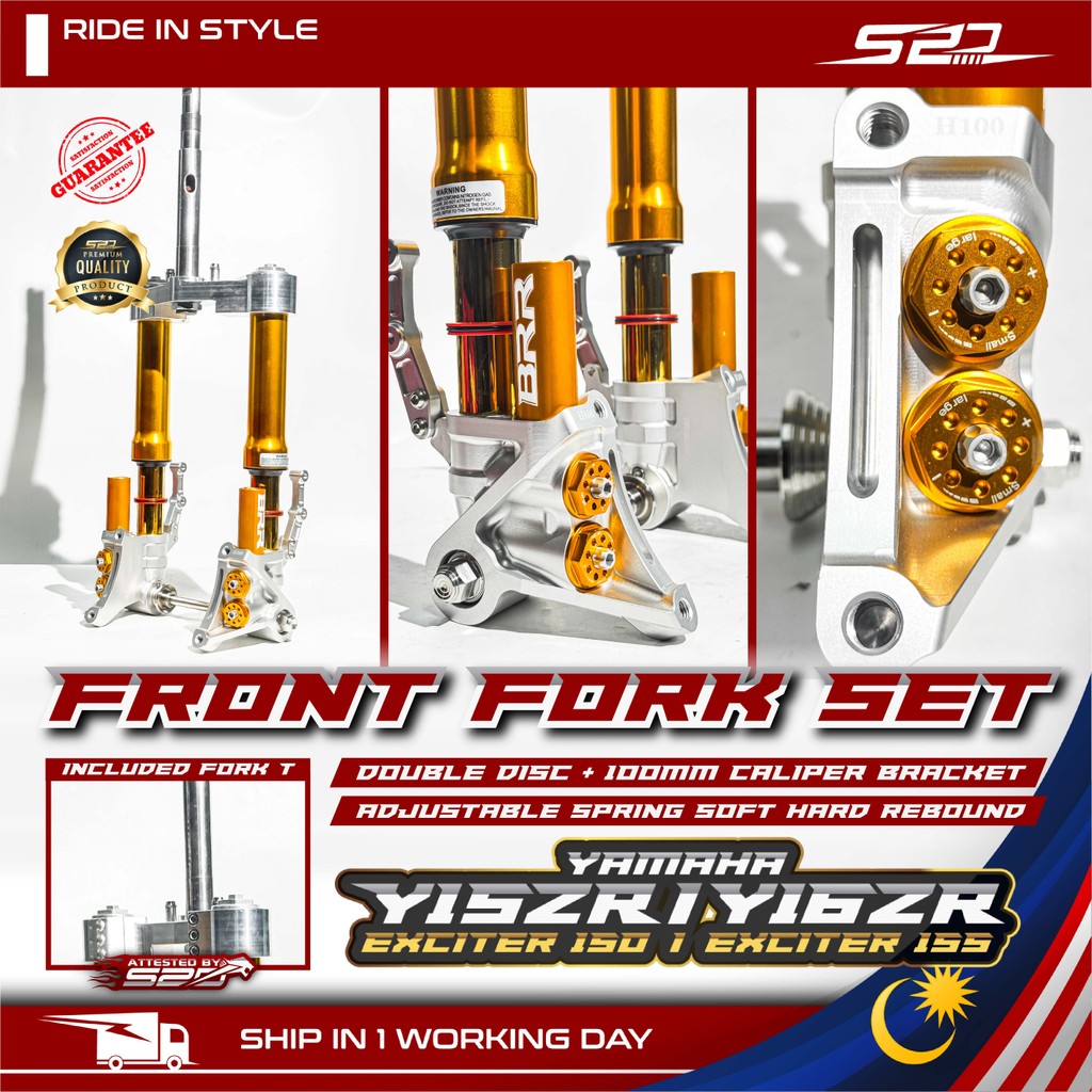 ด้านหน้า USD ส้อมชุด BRR PNP Y15 Y16 EXCITER150 155 Double Disc 100MM Caliper/T-Fork ปรับสปริง Rebou