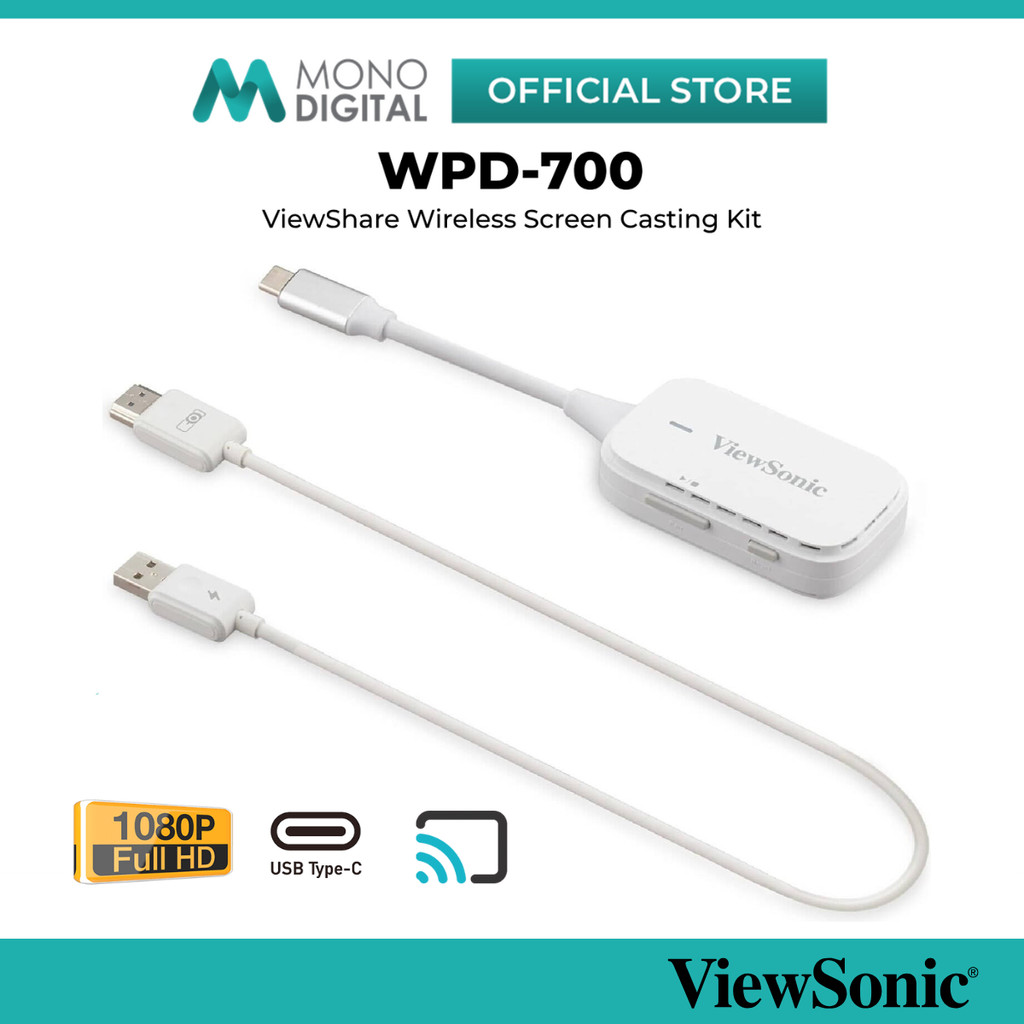 ViewSonic WPD-700 WPD-900 ชุดหล่อหน้าจอไร้สาย Plug & Play ไม่มี WiFi Needed 4K 1080p DRM Netflix สนั
