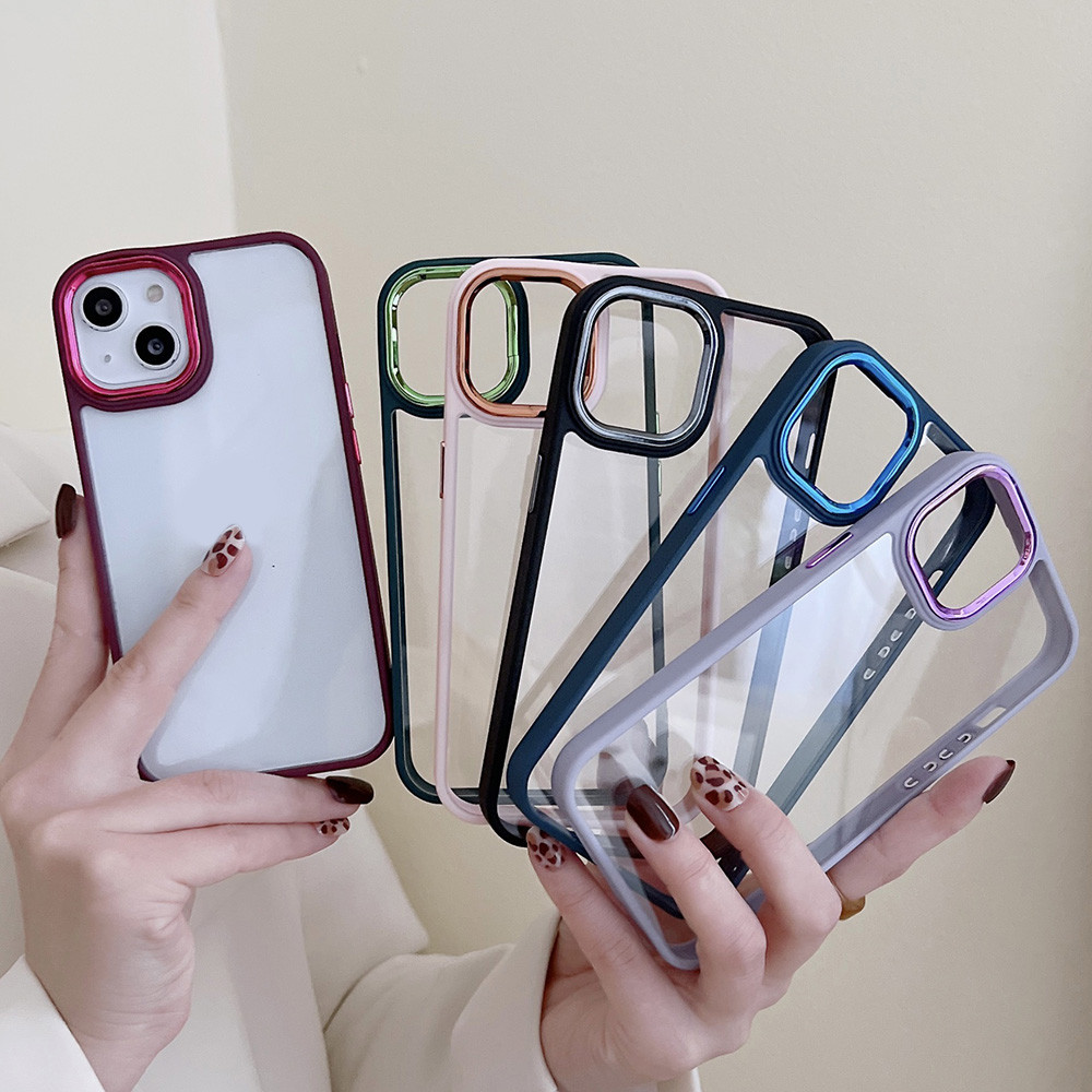 สีลูกกวาดเคสโทรศัพท์ใสสําหรับ For iPhone 16 14 15 12 11 13 Pro Max XR XS X 7 8 Plus SE อะคริลิคกันกระแทก ฝาครอบโทรศัพท์