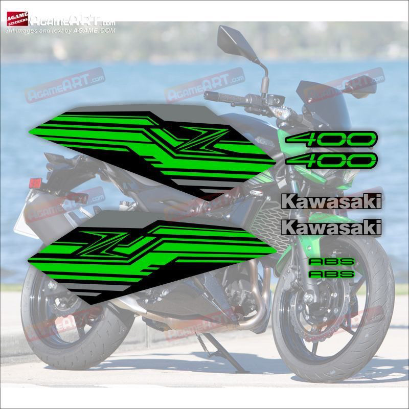 สติ๊กเกอร์ Kawasaki Z400 2018-2023 แบบเต็มคัน สำหรับด้านข้างและท้าย | กันน้ำ ทนทาน | ตกแต่งซ้าย-ขวา