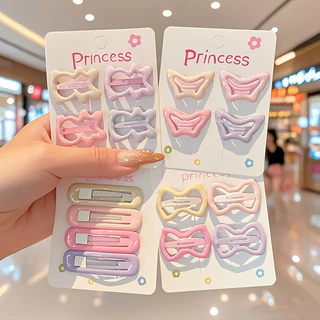 4 ชิ้นชุดกิ๊บสีชมพูเด็กดาวน่ารักขนาดเล็ก Bb เครื่องประดับผมสำหรับเด็กผู้หญิง ชุดกิ๊บติดผมหน้าม้า มวยผมเด็ก