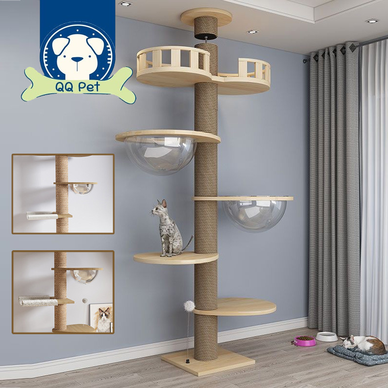 COD คอนโดแมวแบบยึดเพดาน คอนโดแมวทรงสูง DIY ชั้นนอนได้ เหมาะสำหรับเพดานความสูง 260cm