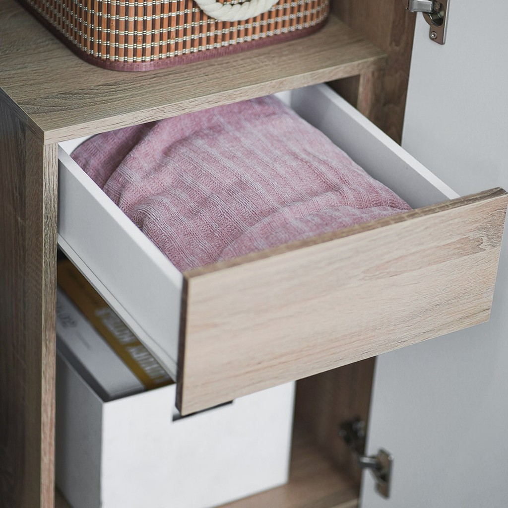 Looms ตู้เสื้อผ้าบานเปิด รุ่น REMUS-E สีโซลิดโอ๊คตัดสีขาว (160x56x200 ซม.)  แบรนด์ LOOMS - รูปที่ 5