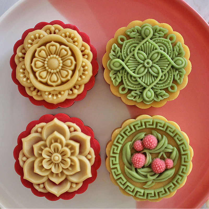 150g สามมิติดอกไม้ผลไม้กลางฤดูใบไม้ร่วงเทศกาล Mooncake แม่พิมพ์ห้องครัว DIY มือกดแม่พิมพ์เค้กขนม DIY