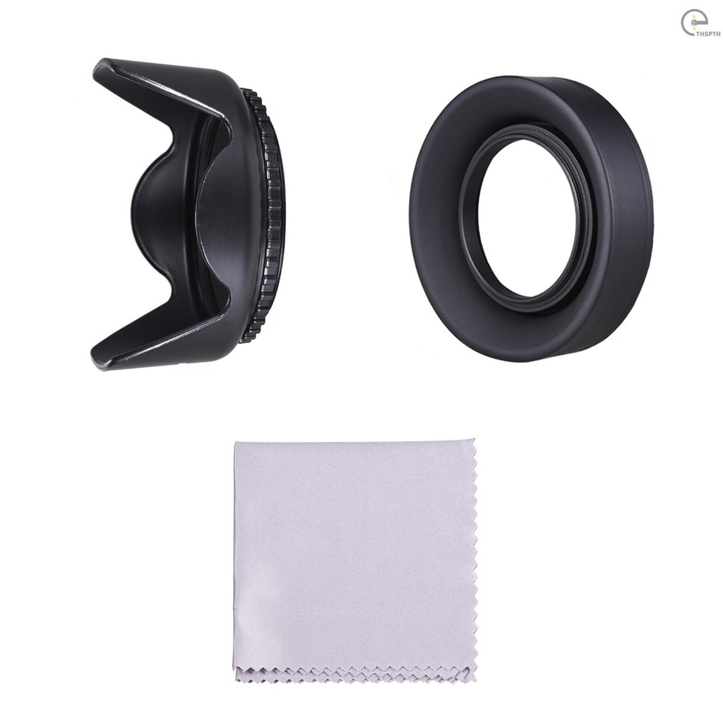 67 มม.ชุดเลนส์ Tulip ดอกไม้เลนส์ + ยางพับเลนส์ + ผ้าทําความสะอาดเลนส์สําหรับ Canon EOS 7D 70D 77D 80