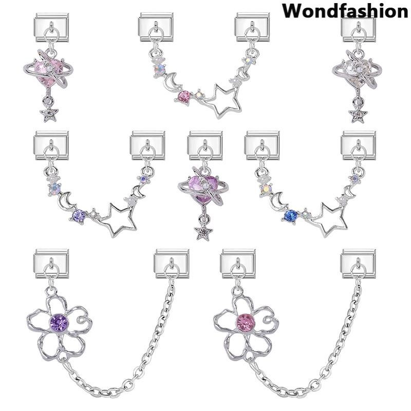 รักดอกไม้จี้อิตาเลี่ยนสร้อยข้อมือ Charm Fit 9 มม.สร้อยข้อมือสแตนเลส DIY เครื่องประดับทําอุปกรณ์เสริม Retro บุคลิกภาพโมดูลสร้อยข้อมืออุปกรณ์เสริม