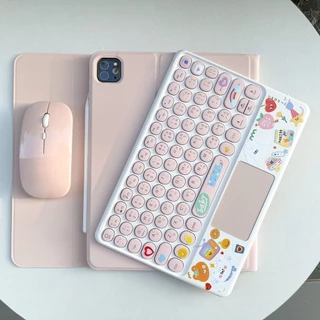 สีลูกกวาดเคสคีย์บอร์ดบลูทูธแป้นไทยเคสFor Redmi Pad 2 Pro12.1 Redmi Pad SE 11/Xiaomi Pad 7/6S Pro12.4