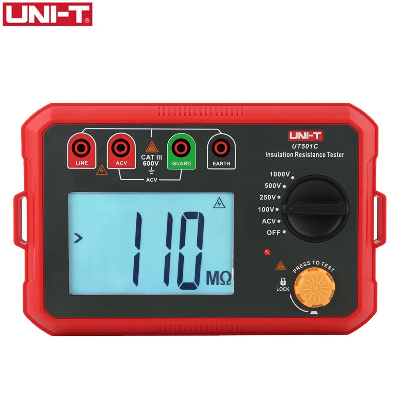 UNI-T UT501C UT502C เครื่องทดสอบความต้านทานการวัดแรงดันไฟฟ้า AC วัดฉนวนโอห์มของอุปกรณ์อิเล็กทรอนิกส์